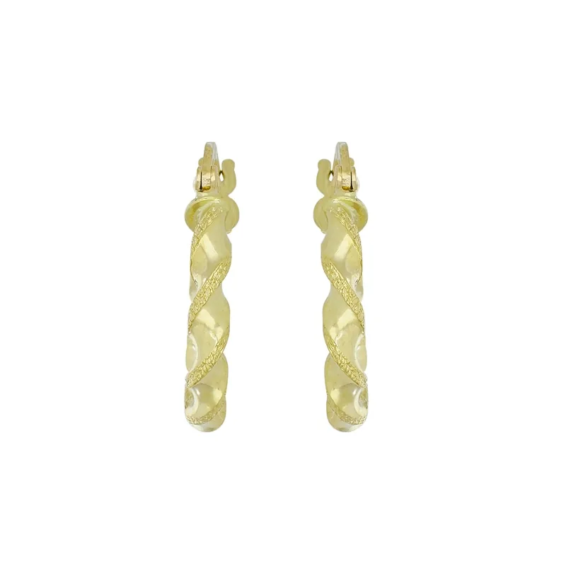 Candongas en oro amarillo de 18 Kilates con visos, Entorchada, 2.50 mm. de ancho