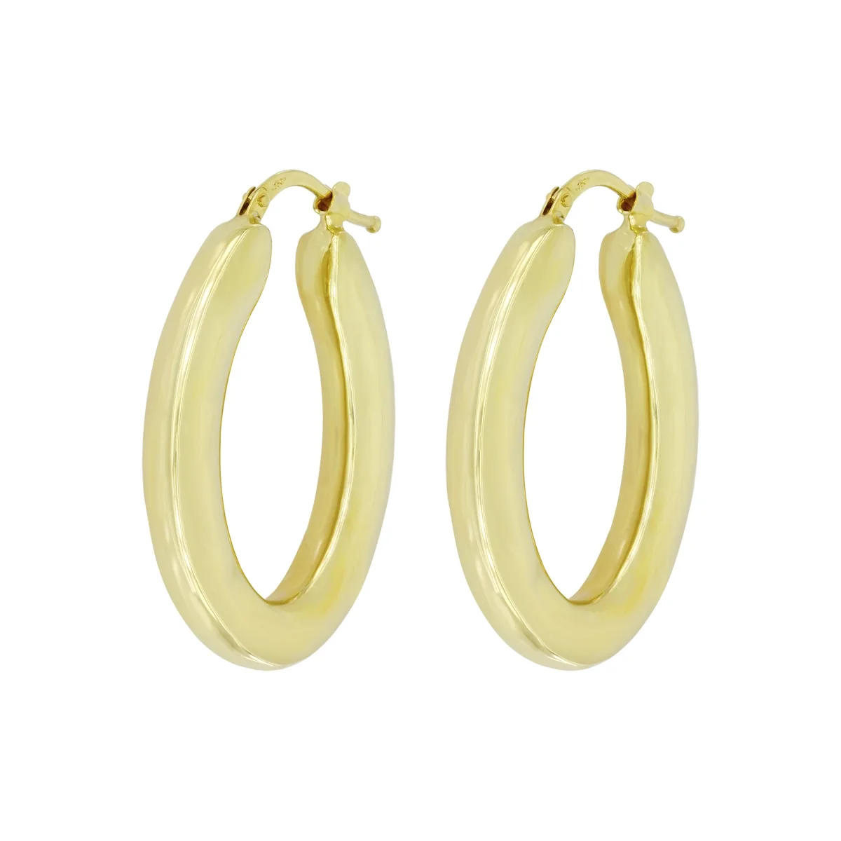 Candongas en oro amarillo de 18 Kilates, Tubo, 4 mm. de ancho