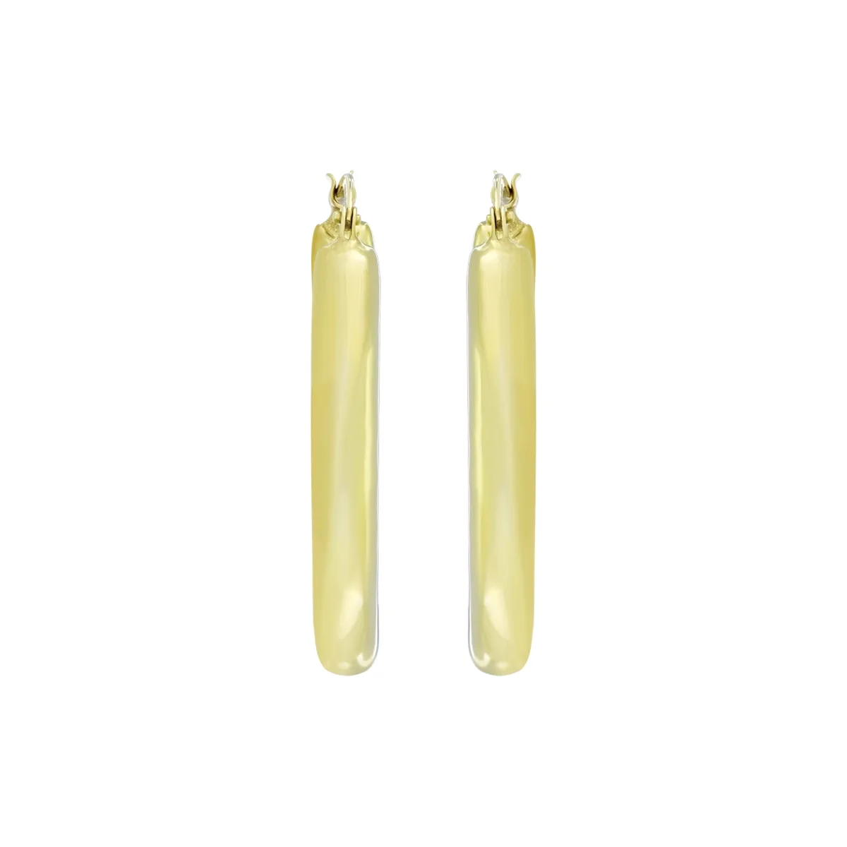 Candongas en oro amarillo de 18 Kilates, Tubo, 4 mm. de ancho