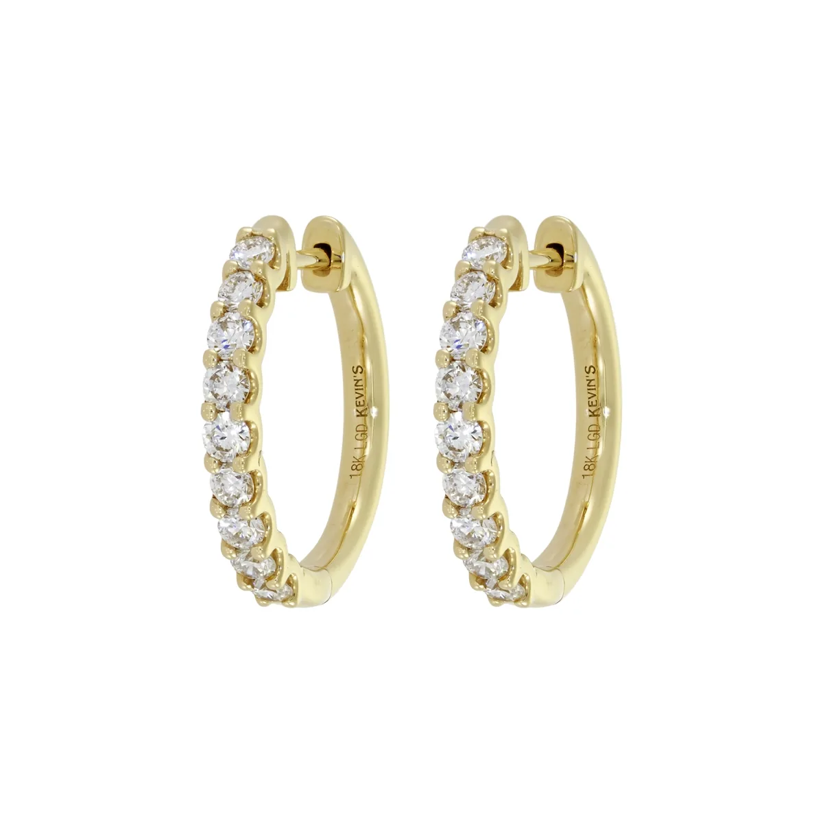Candongas con diamante de laboratorio con un peso total de 0.57Ct, oro tono amarillo 18k
