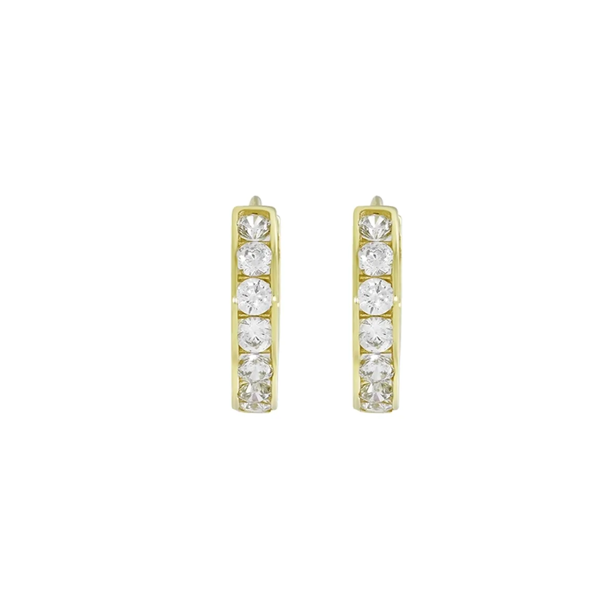 Candongas en oro amarillo de 18 Kilates, Plana, con zircones, 2.50 mm. de ancho