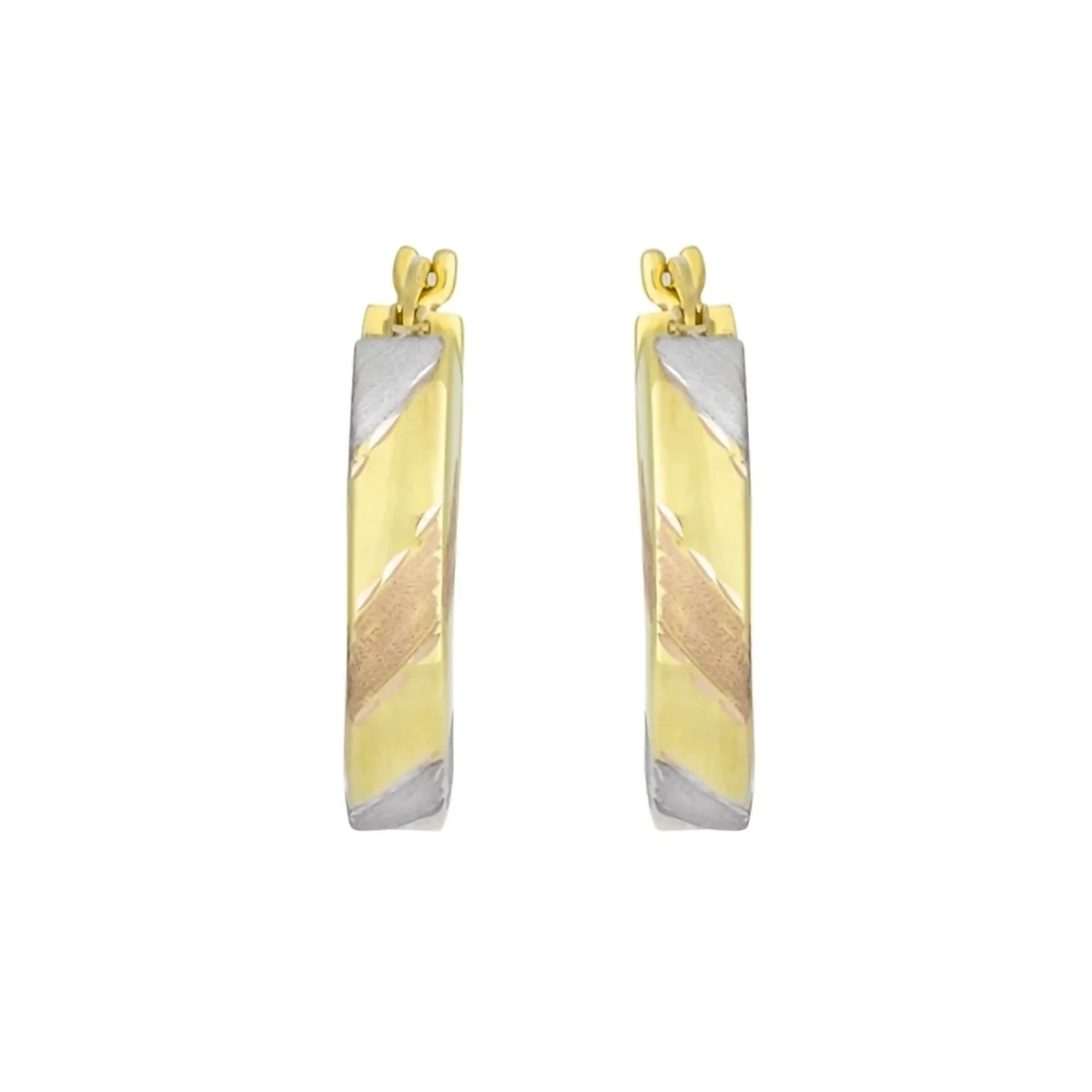 Candongas en oro amarillo de 18 Kilates con visos satinado, Plana, 4 mm. de ancho