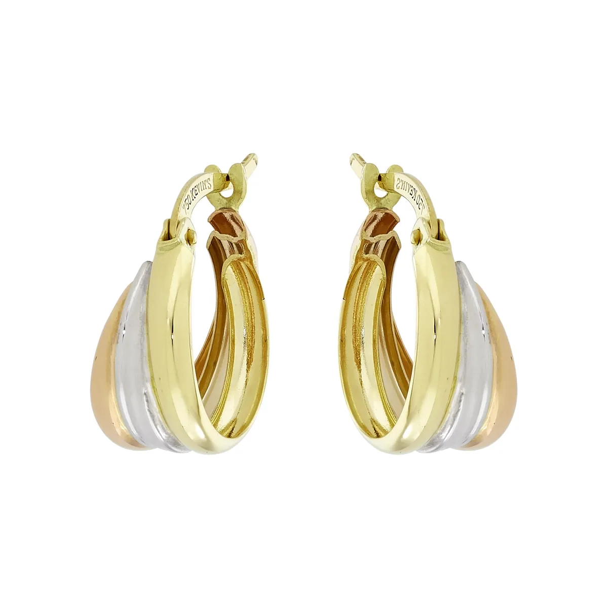 Candongas en oro amarillo de 18 Kilates, Degrade, 7 mm. de ancho