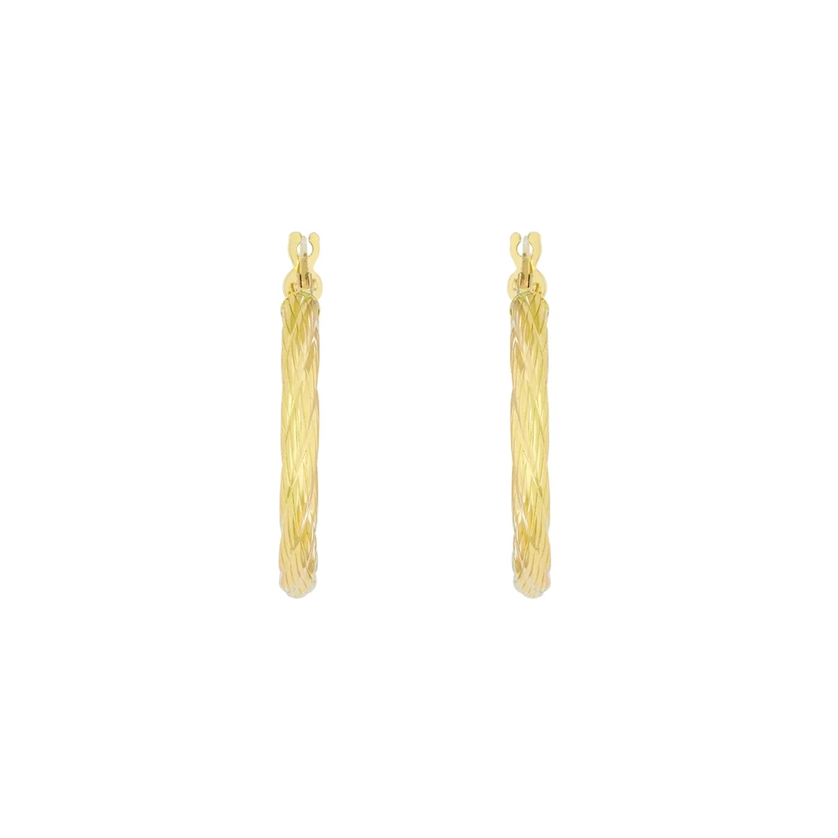 Candongas en oro amarillo de 18 Kilates, Semientorchada, 2.50 mm. de ancho