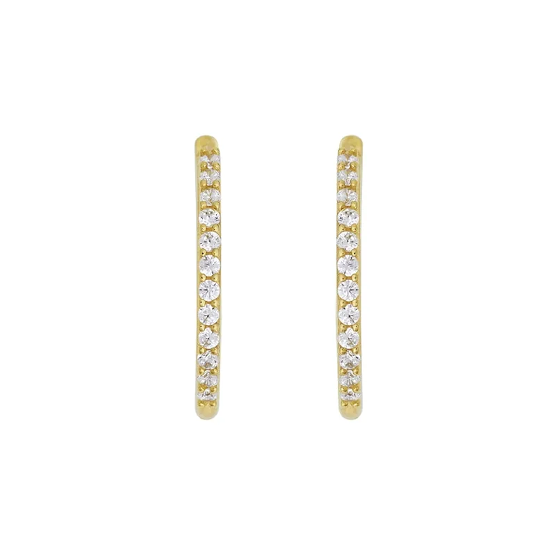 Candongas en oro amarillo de 18 Kilates, 1/2 caña, con zircones, 1.50 mm. de ancho