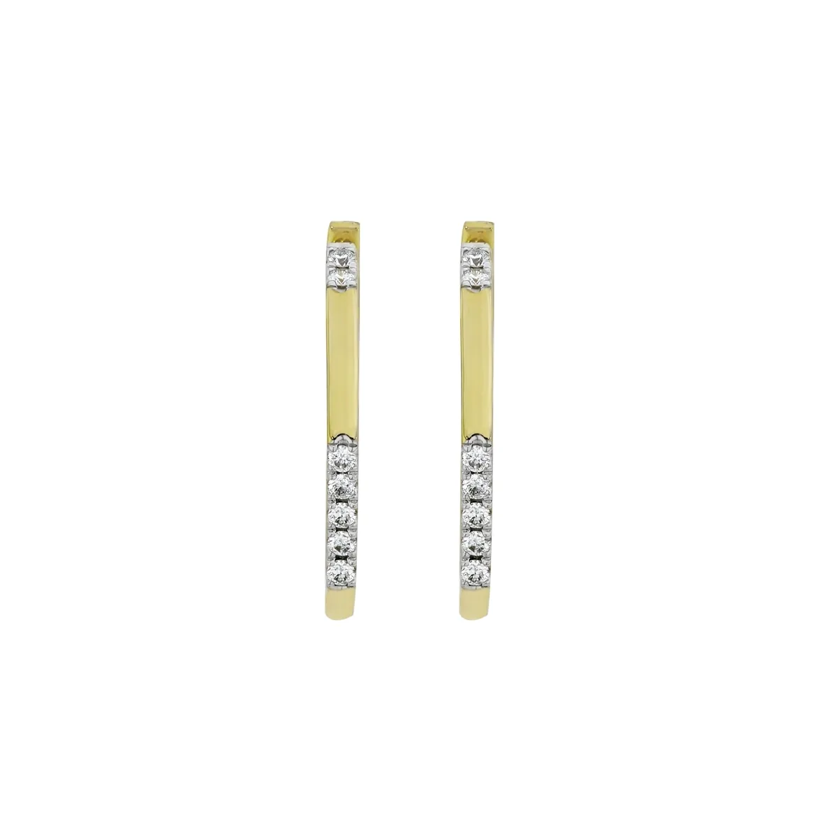 Candongas en oro amarillo de 18 Kilates, Plana, con diamantes de 0.19 Ct, 1.50 mm. de ancho