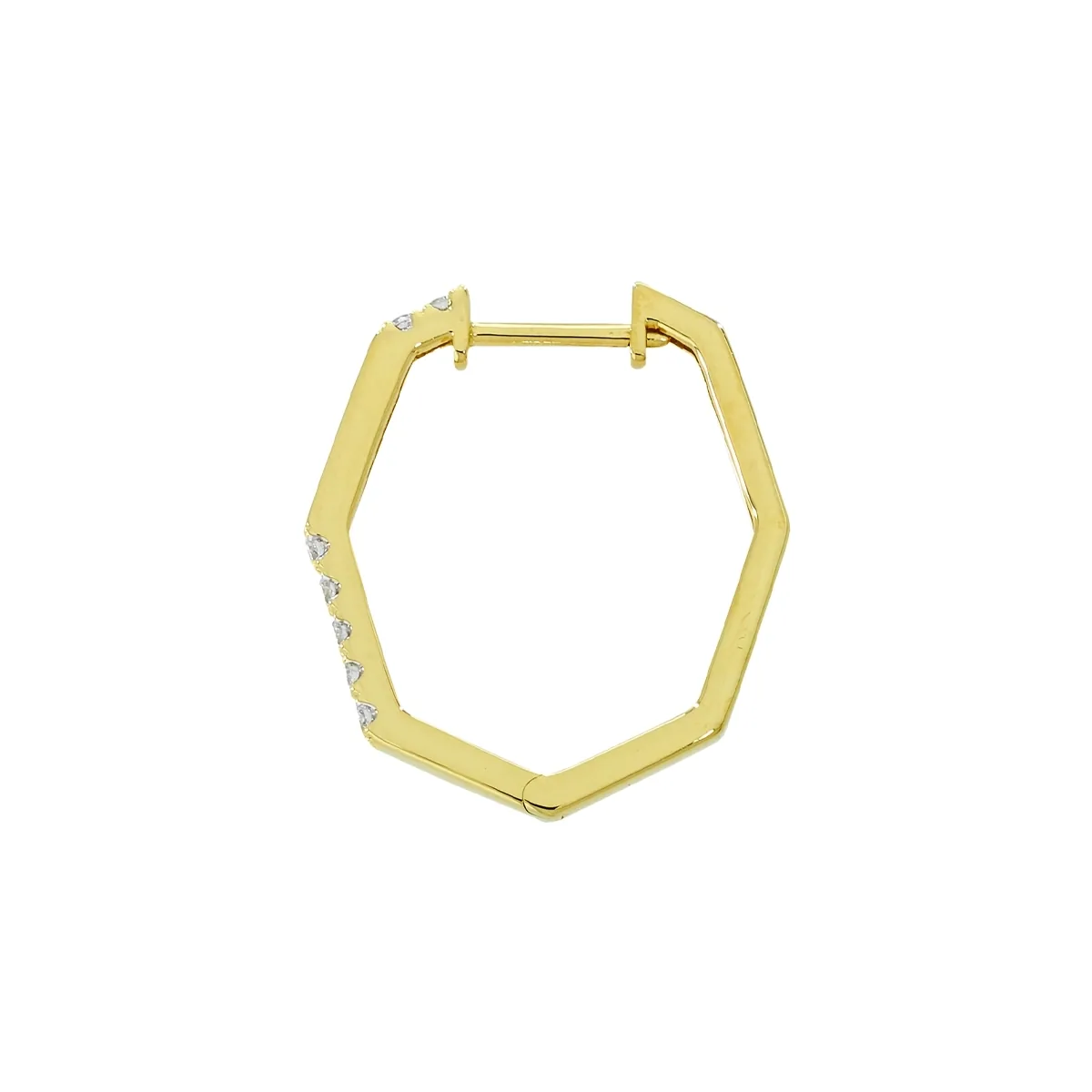 Candongas en oro amarillo de 18 Kilates, Plana, con diamantes de 0.19 Ct, 1.50 mm. de ancho