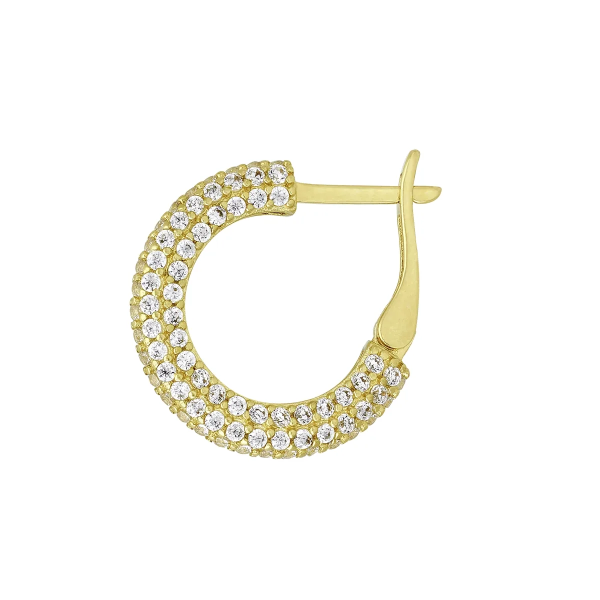 Candongas en oro amarillo de 18 Kilates, 1/2 caña, con zircones, 3 mm. de ancho
