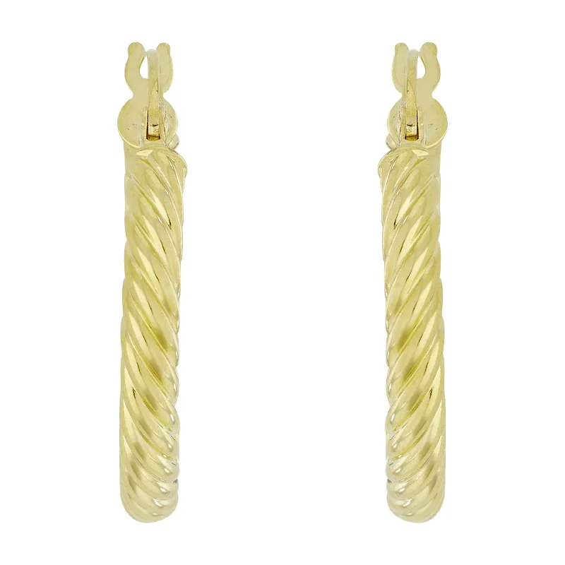 Candongas en oro amarillo de 18 Kilates, Melcocha, 3 mm. de ancho