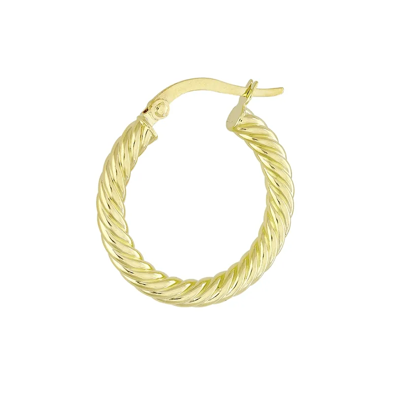 Candongas en oro amarillo de 18 Kilates, Melcocha, 3 mm. de ancho