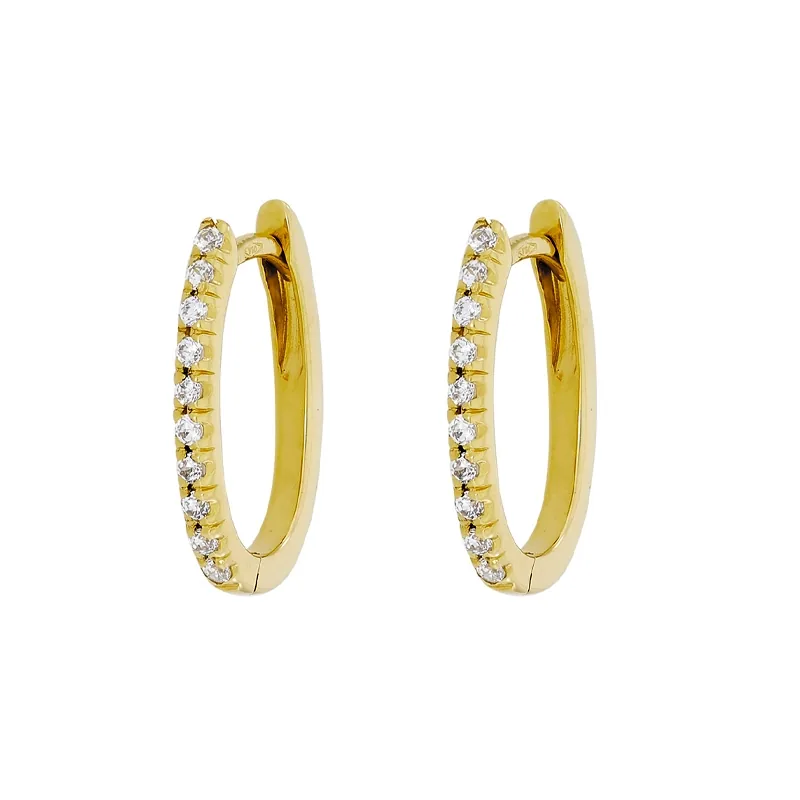Candongas en oro amarillo de 18 Kilates, Plana, con zircones, 1.50 mm. de ancho