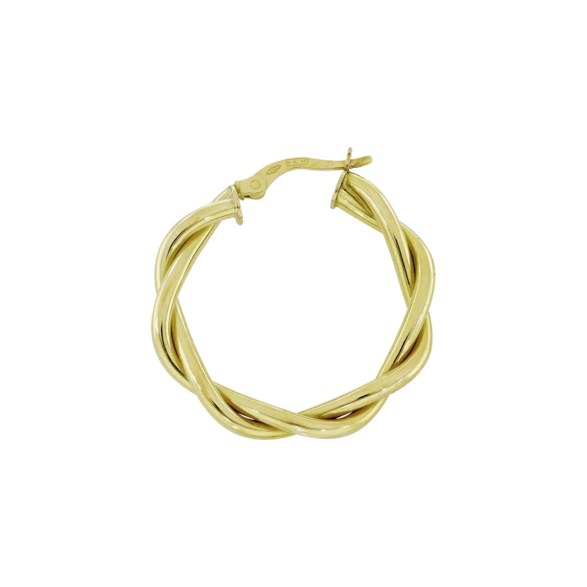 Candongas en oro amarillo de 18 Kilates, Entorchada, 3.50 mm. de ancho