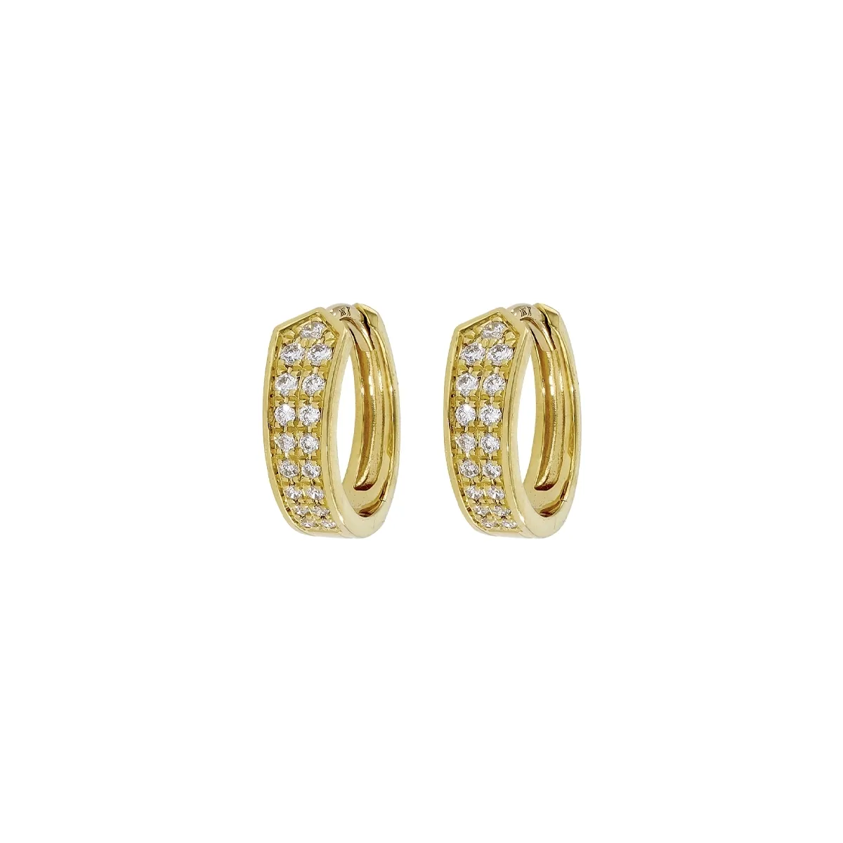 Candongas en oro amarillo de 18 Kilates, Degrade, con diamantes de 0.16 Ct, 2 mm. de ancho