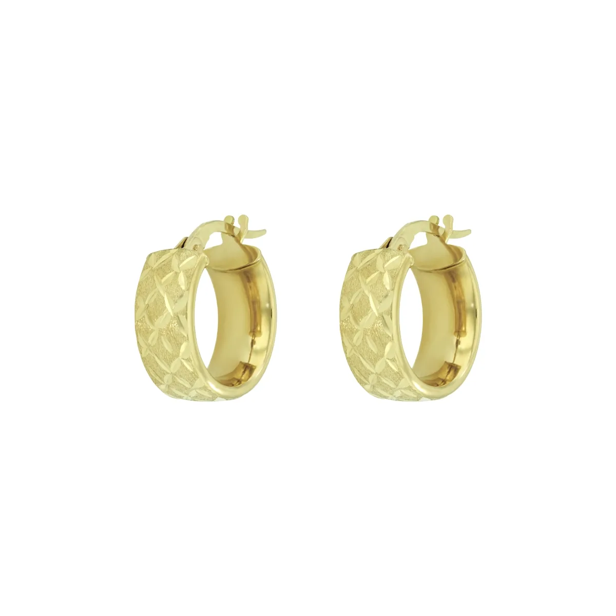 Candongas en oro amarillo de 18 Kilates con visos satinado, 1/2 caña, 6 mm. de ancho