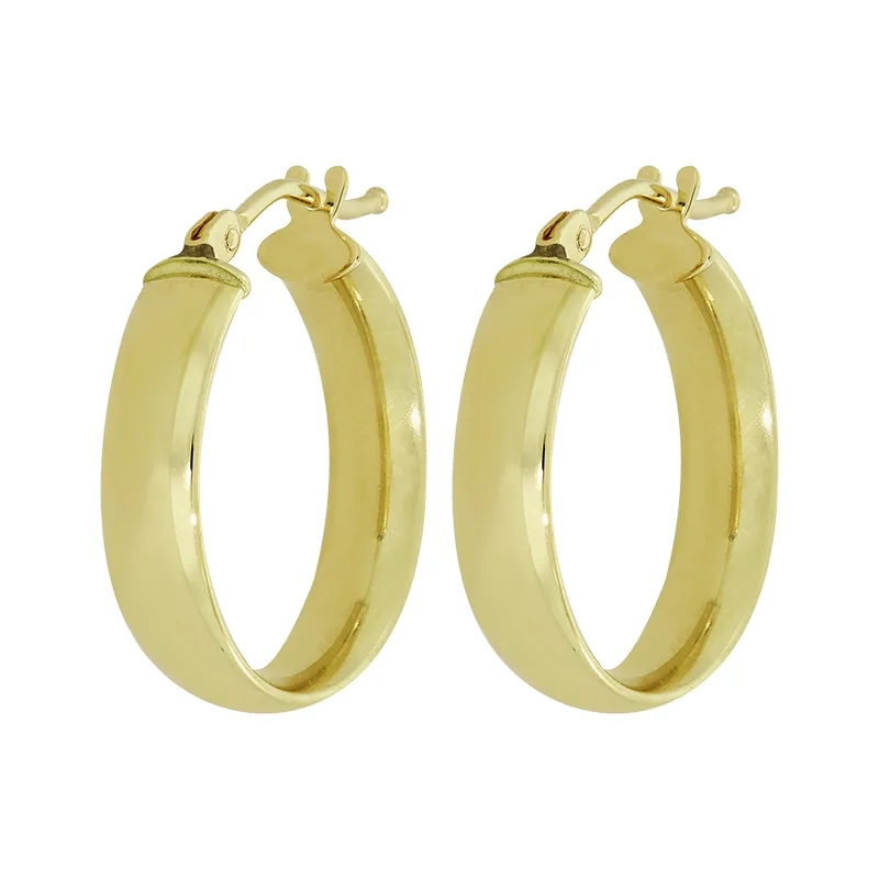 Candongas en oro amarillo de 18 Kilates, 1/2 caña, 3.80 mm. de ancho