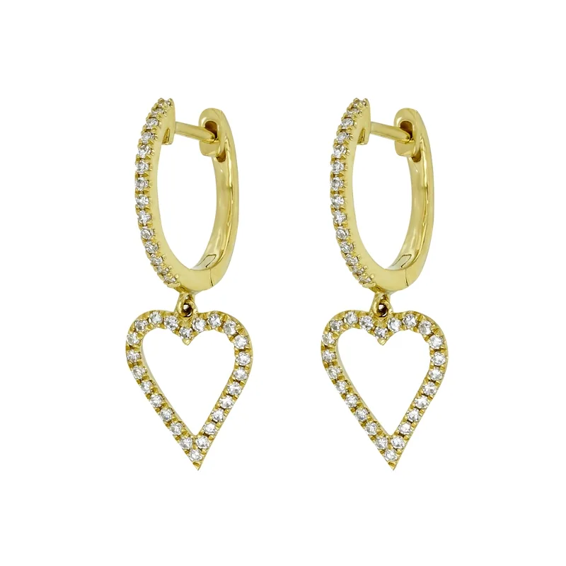 Candongas en oro amarillo de 18 Kilates, Plana, con diamantes de 0.27 Ct, 1 mm. de ancho