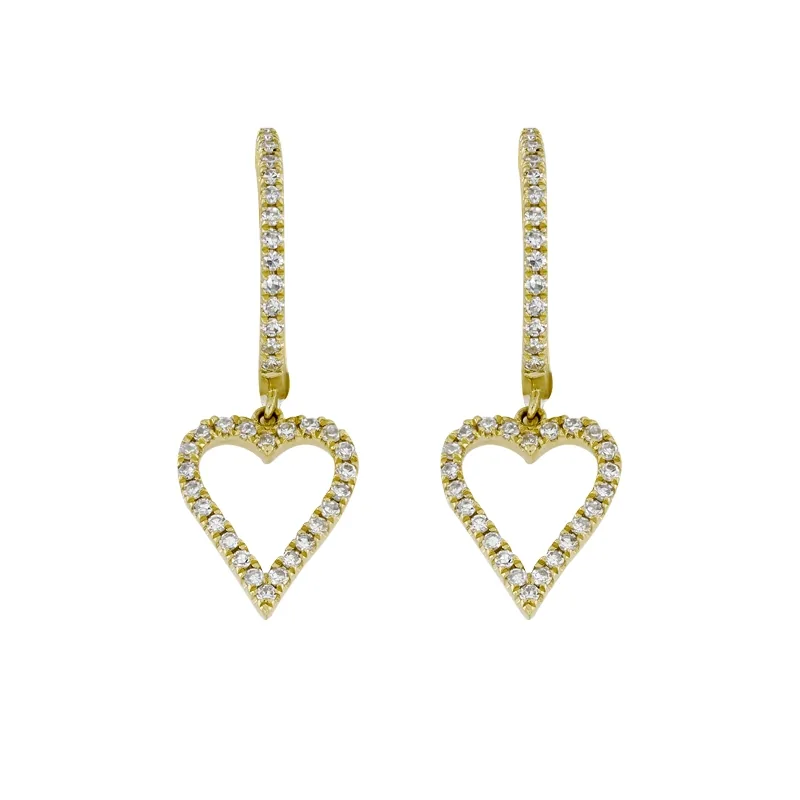 Candongas en oro amarillo de 18 Kilates, Plana, con diamantes de 0.27 Ct, 1 mm. de ancho