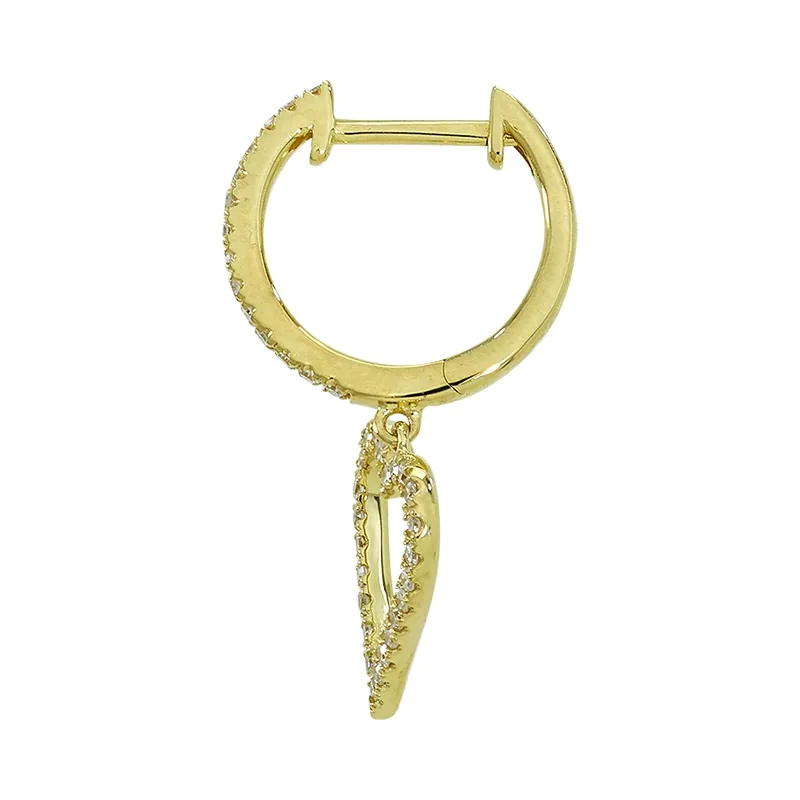 Candongas en oro amarillo de 18 Kilates, Plana, con diamantes de 0.27 Ct, 1 mm. de ancho