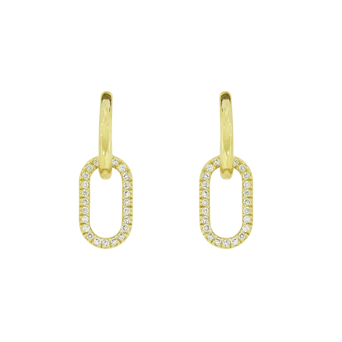 Candongas en oro amarillo de 18 Kilates, Tubo, con diamantes de 0.24 Ct, 1.50 mm. de ancho