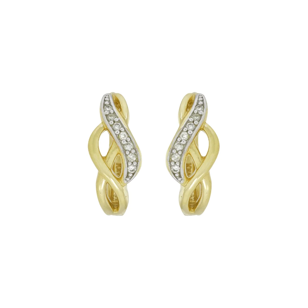 Candongas en oro amarillo de 18 Kilates, con diamantes de 0.07 Ct, 2 mm. de ancho