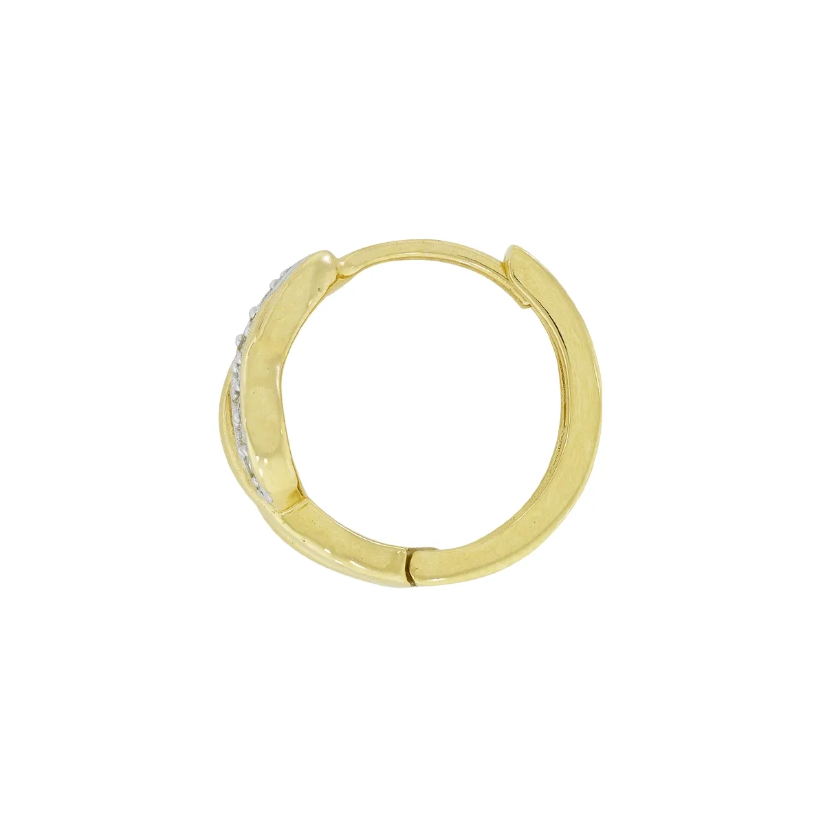 Candongas en oro amarillo de 18 Kilates, con diamantes de 0.07 Ct, 2 mm. de ancho
