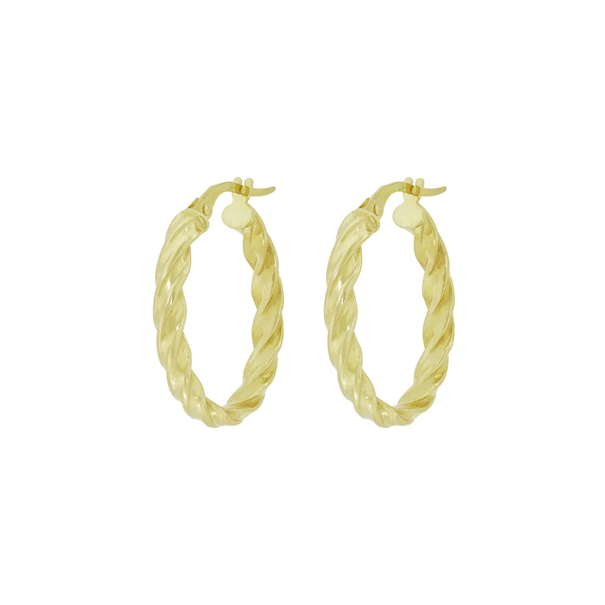 Candongas en oro amarillo de 18 Kilates, Entorchada, 3.50 mm. de ancho