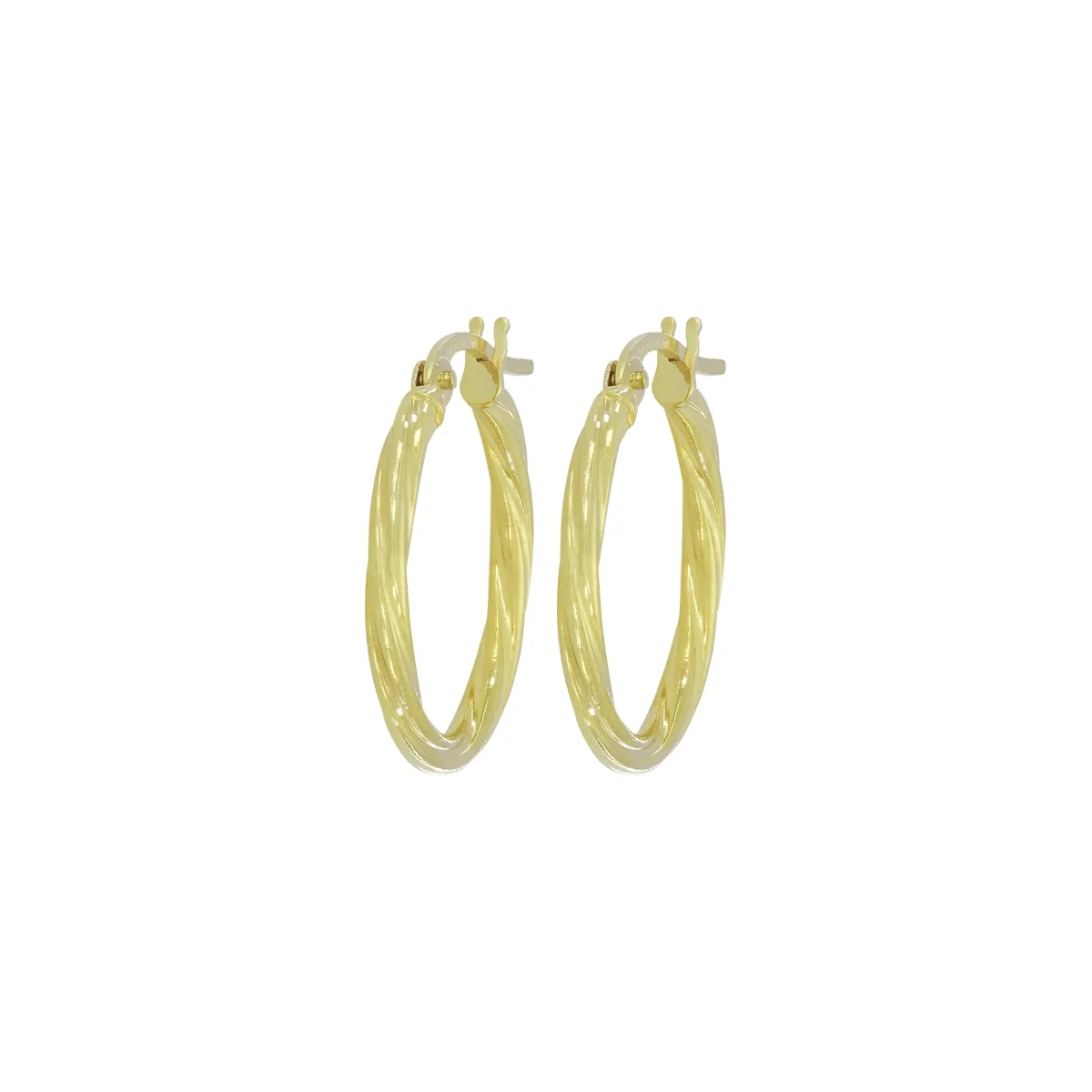 Candongas en oro amarillo de 18 Kilates, Melcocha, 2 mm. de ancho