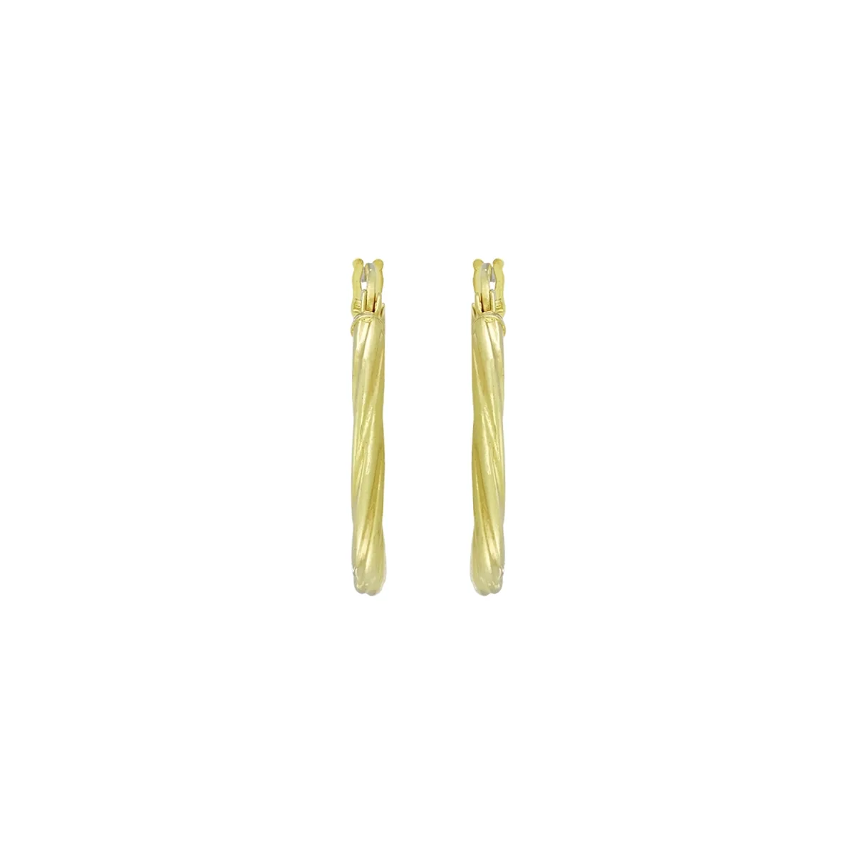 Candongas en oro amarillo de 18 Kilates, Melcocha, 2 mm. de ancho