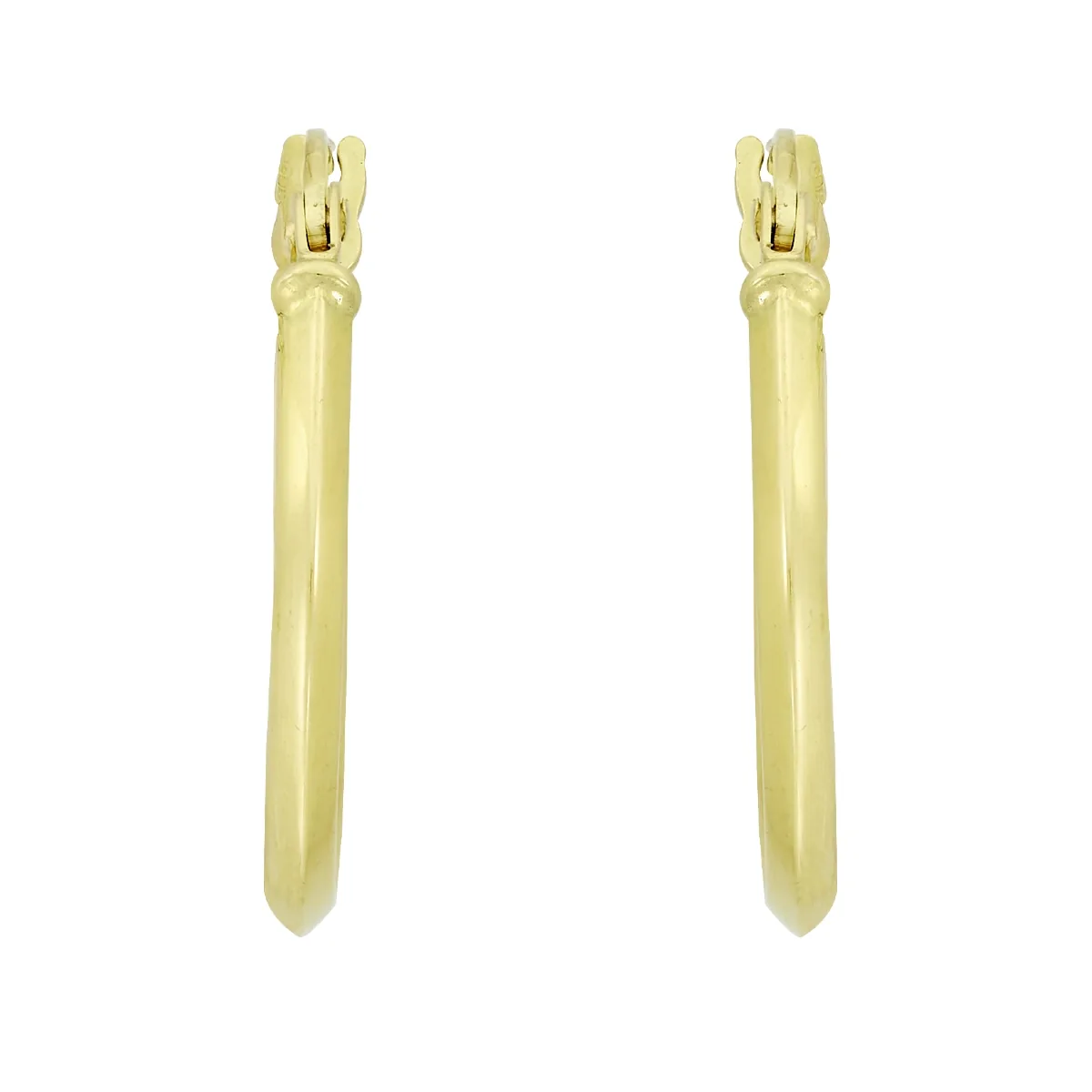 Candongas en oro amarillo de 18 Kilates, Angulo, 2 mm. de ancho