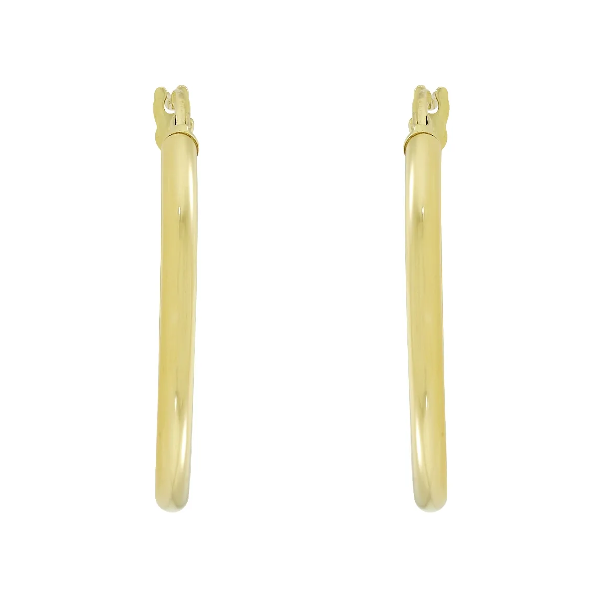 Candongas en oro amarillo de 18 Kilates, Tubo, 2 mm. de ancho