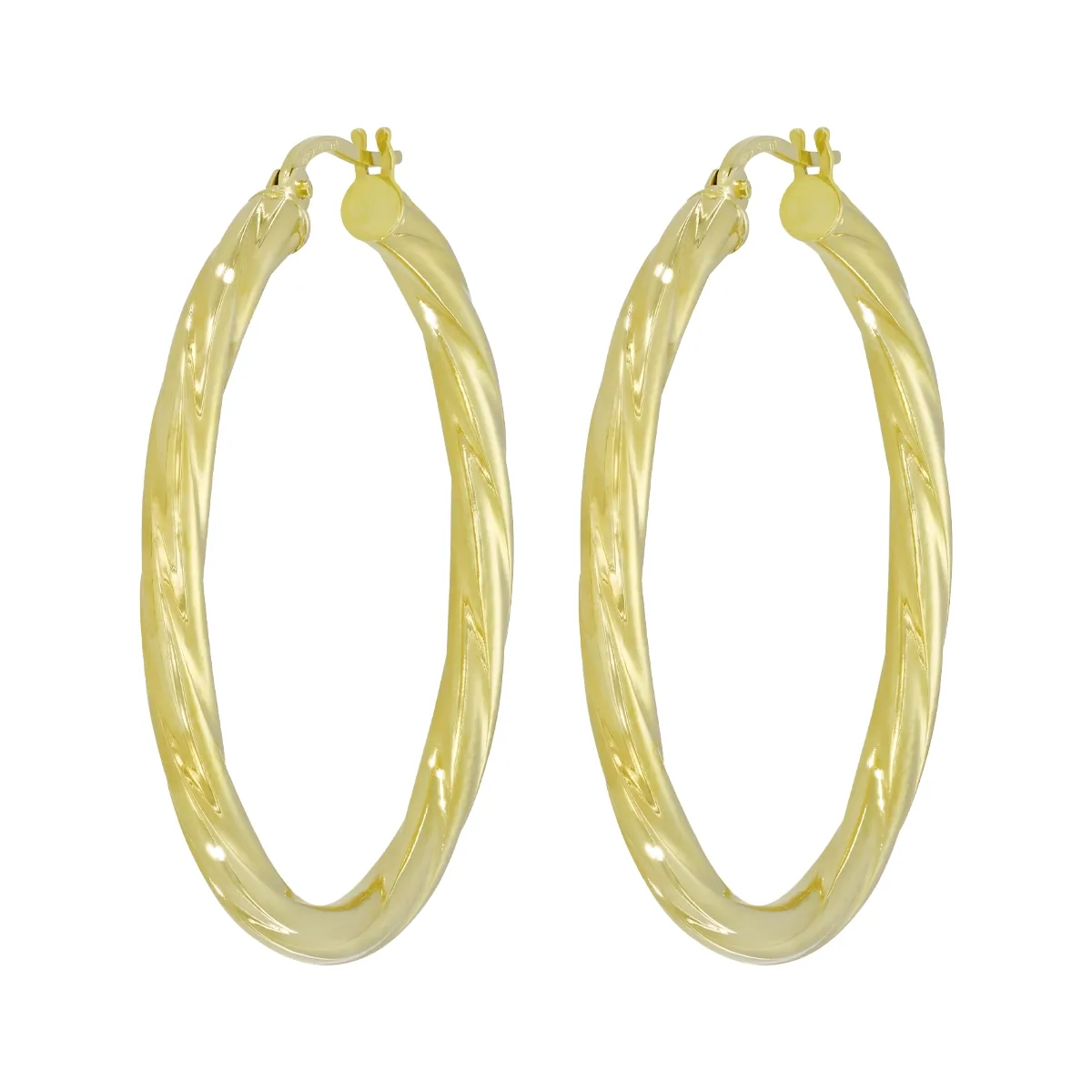 Candongas en oro amarillo de 18 Kilates, Melcocha, 3 mm. de ancho