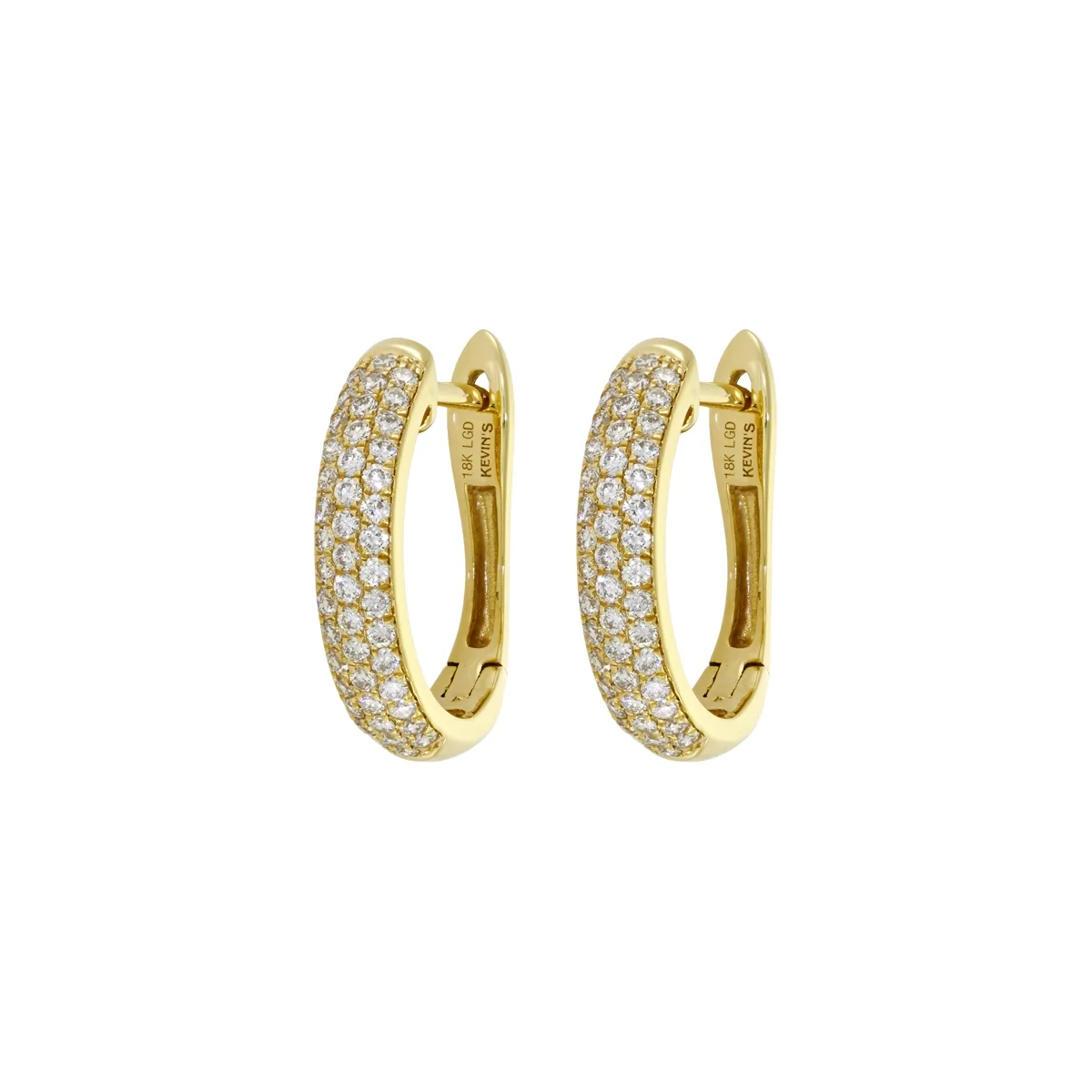 Candongas óvalo, con diamante de laboratorio con un peso total de 0.45Ct, oro tono amarillo 18k