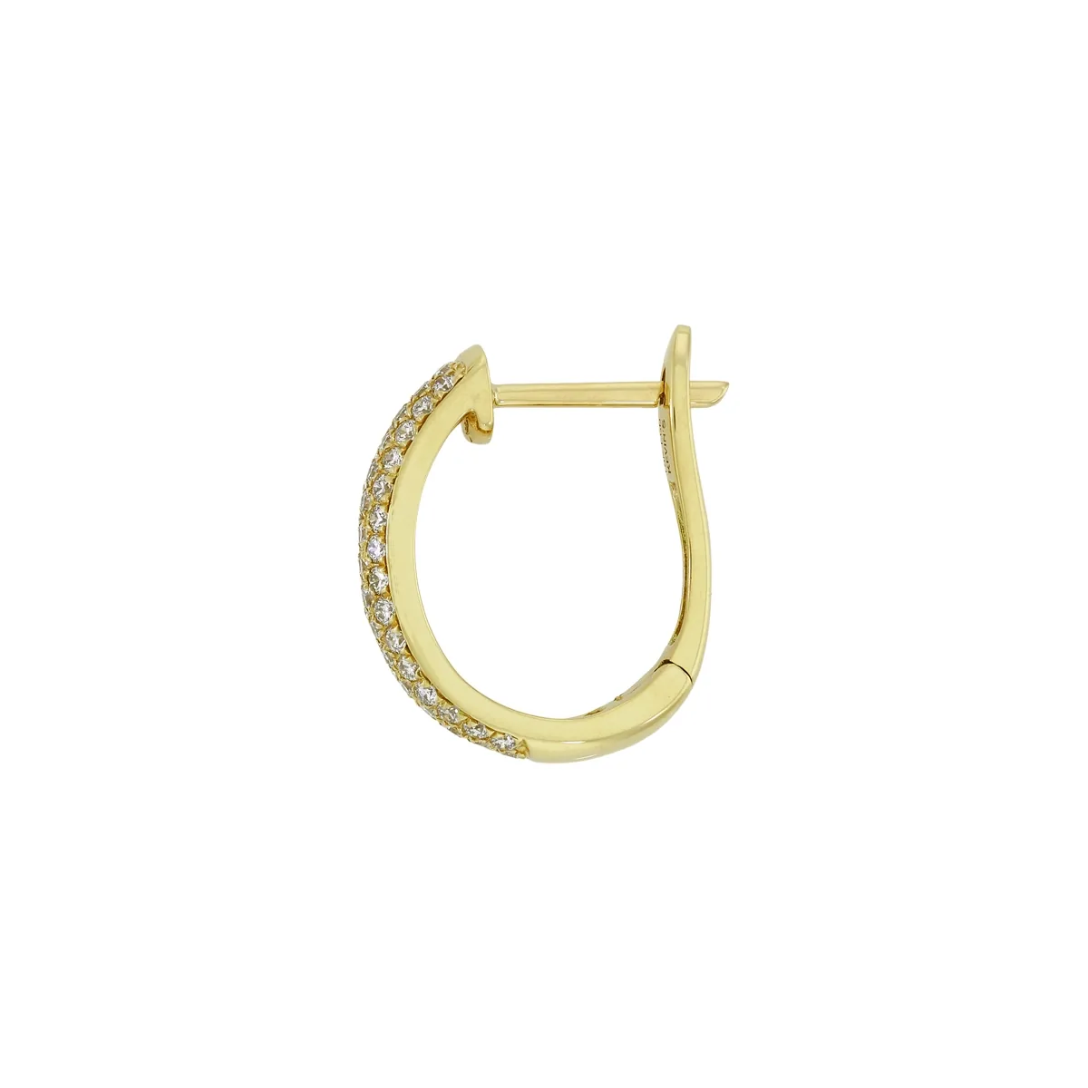 Candongas óvalo, con diamante de laboratorio con un peso total de 0.45Ct, oro tono amarillo 18k