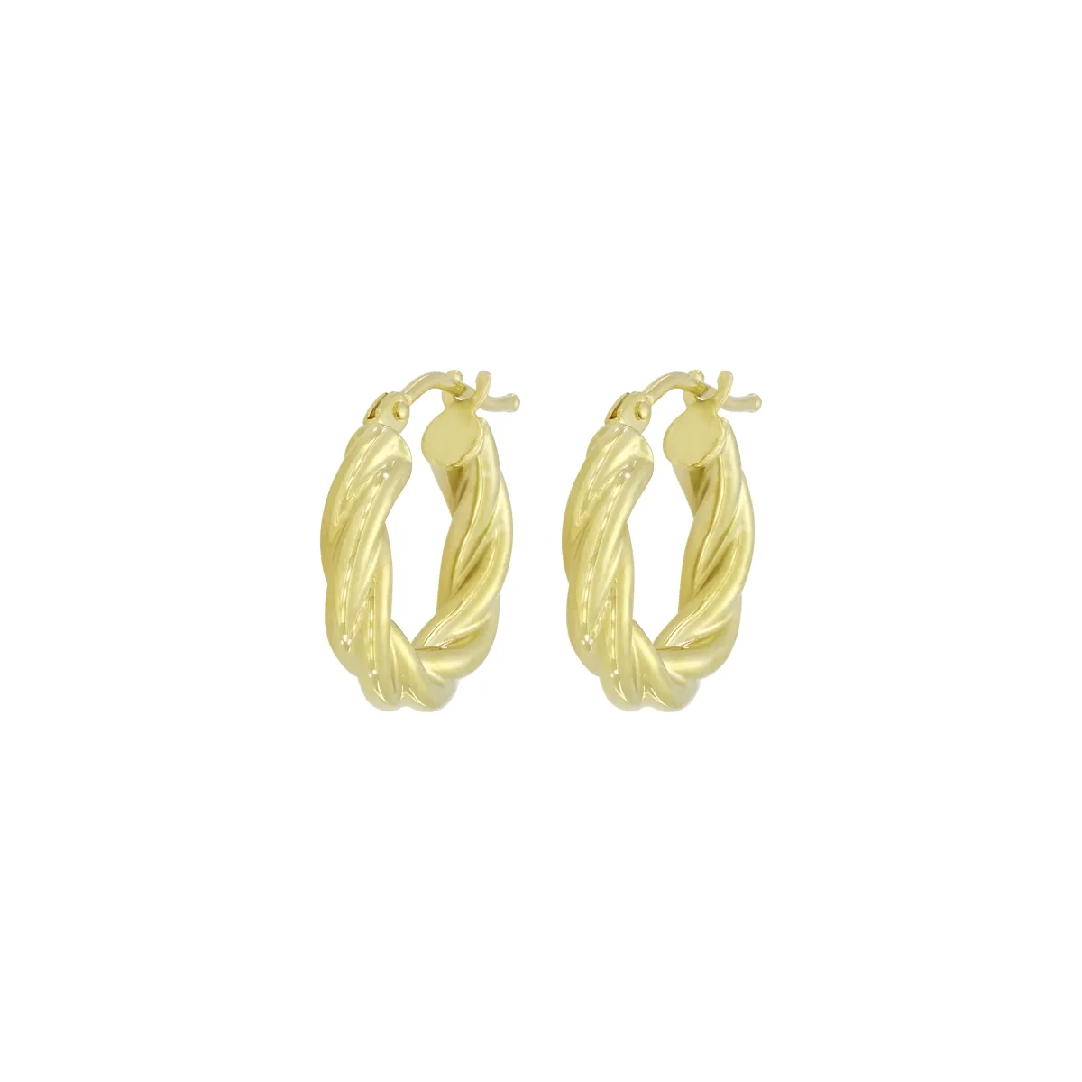 Candongas en oro amarillo de 18 Kilates, Entorchada, 3 mm. de ancho