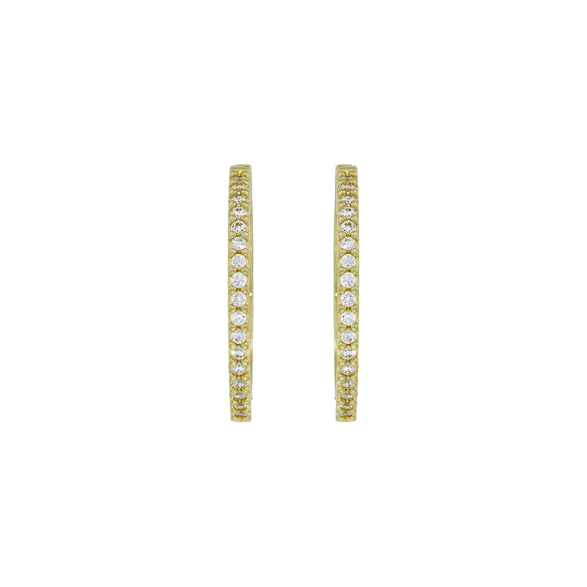 Candongas en oro amarillo de 18 Kilates, Plana, con zircones, 1 mm. de ancho