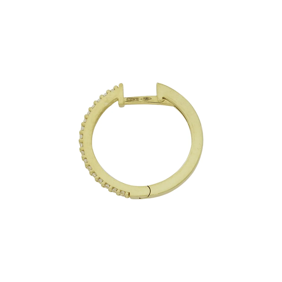 Candongas en oro amarillo de 18 Kilates, Plana, con zircones, 1 mm. de ancho