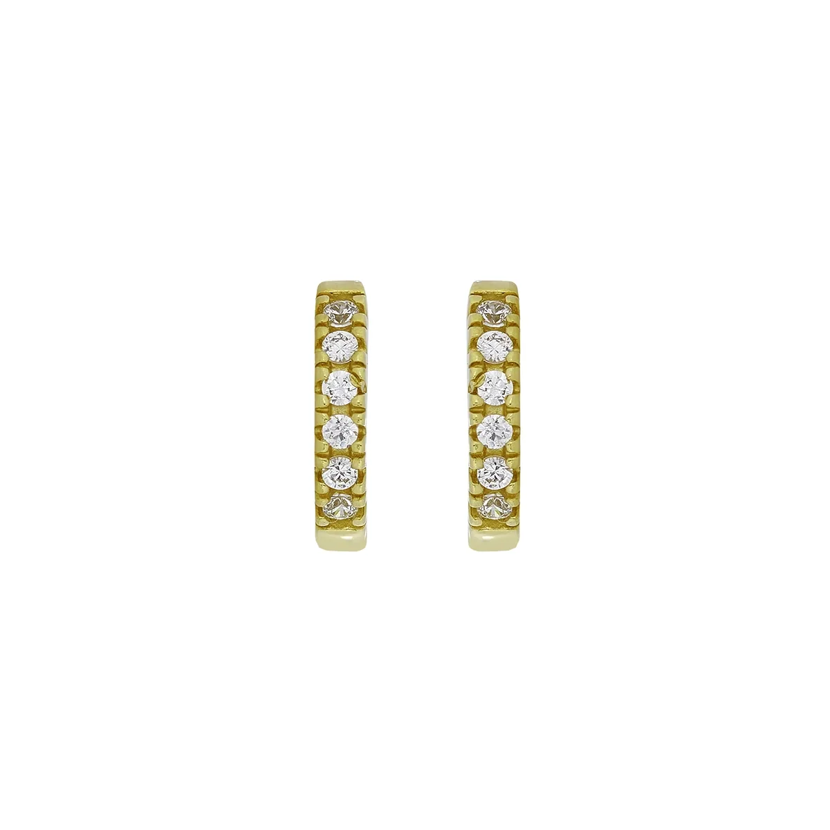 Candongas en oro amarillo de 18 Kilates, Plana, con zircones, 1.50 mm. de ancho