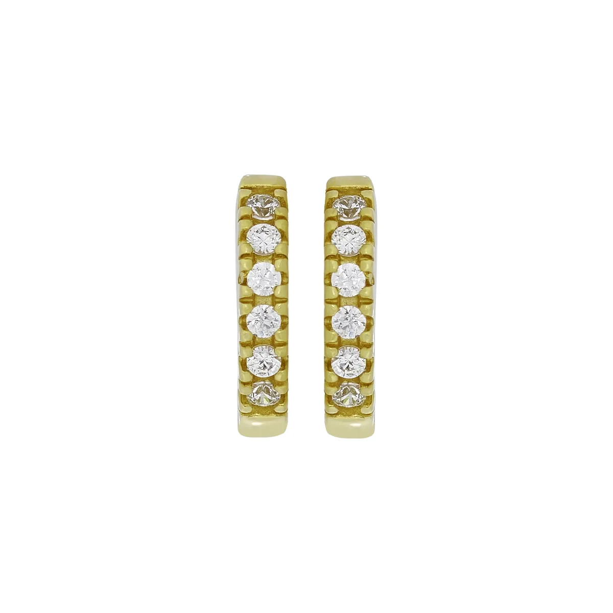 Candongas en oro amarillo de 18 Kilates, Plana, con zircones, 1.50 mm. de ancho