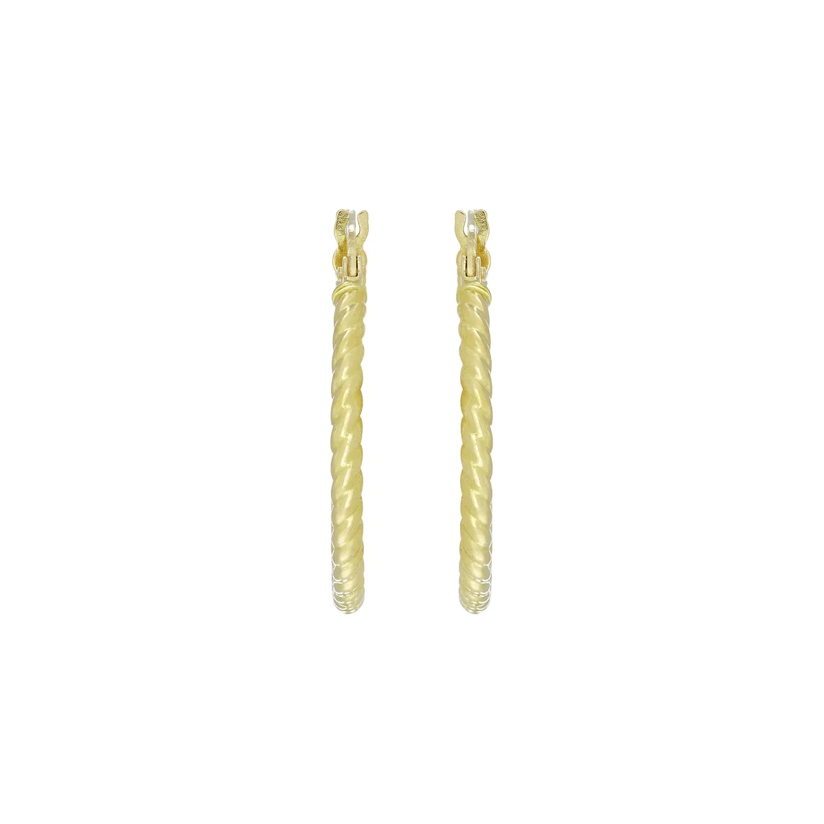 Candongas en oro amarillo de 18 Kilates, Entorchada, 2 mm. de ancho