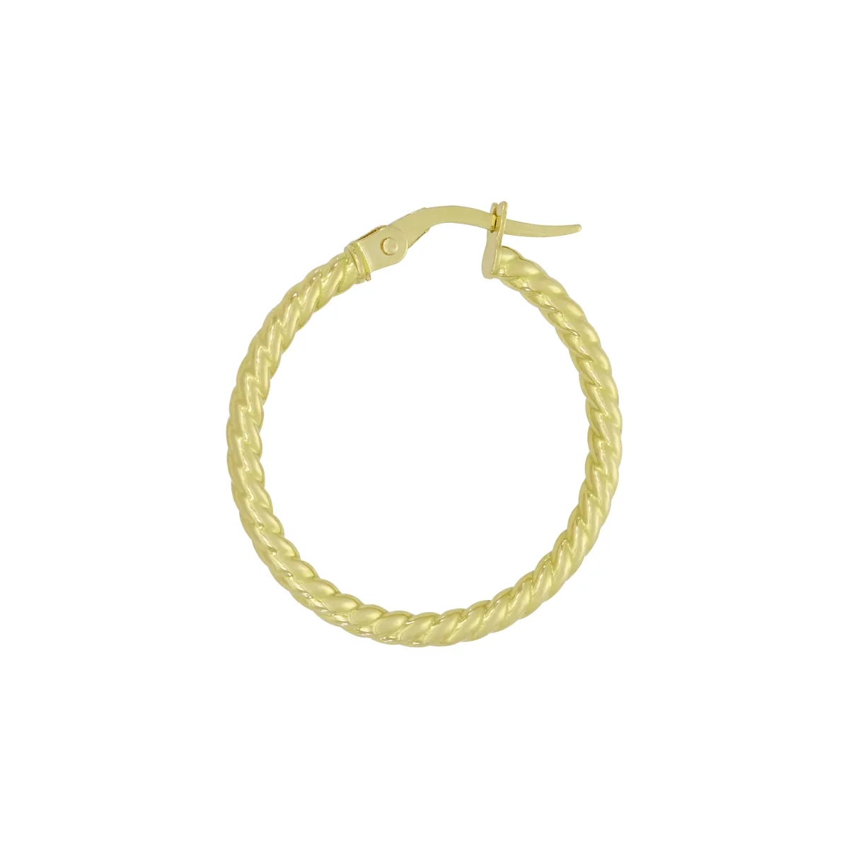 Candongas en oro amarillo de 18 Kilates, Entorchada, 2 mm. de ancho