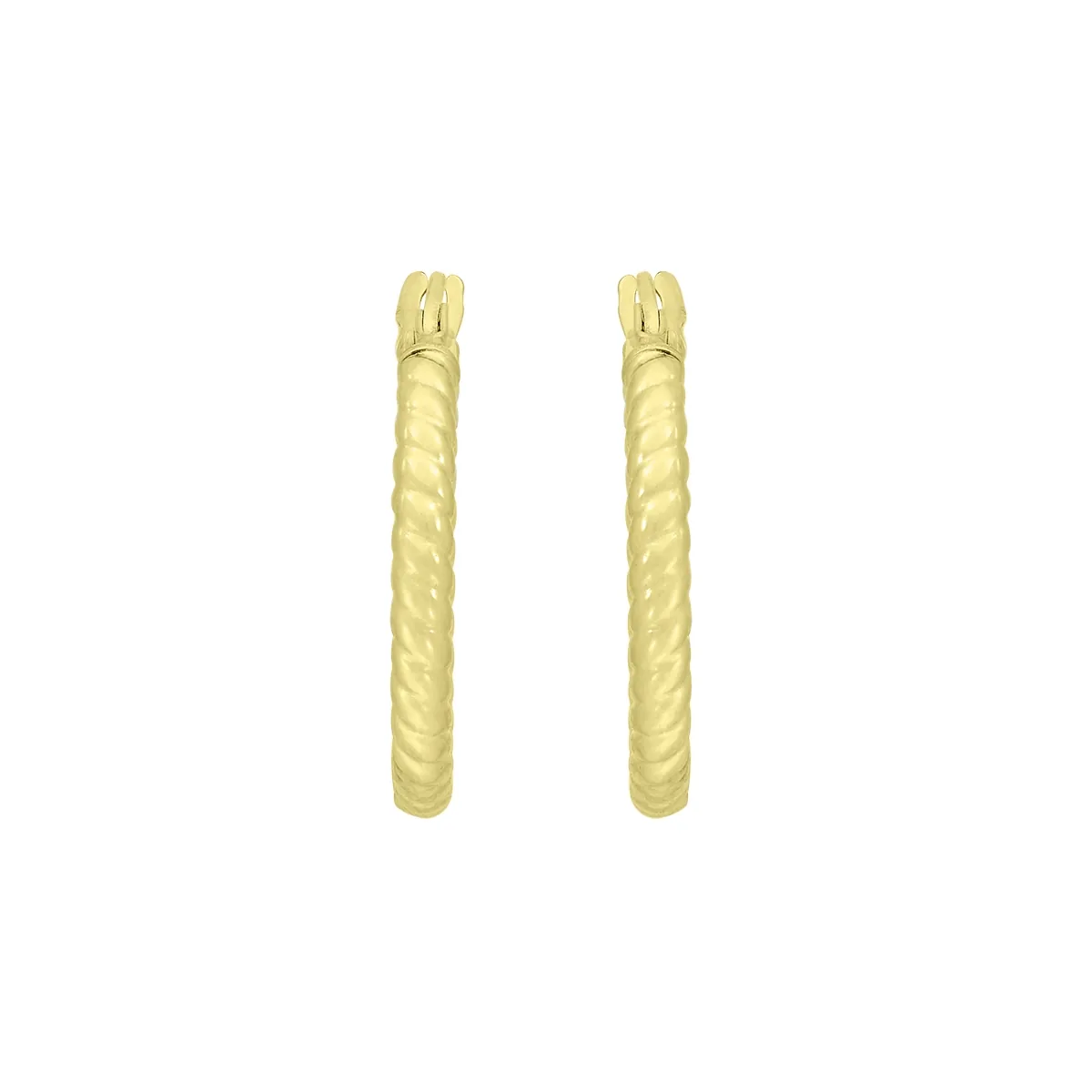Candongas en oro amarillo de 18 Kilates, Entorchada, 2 mm. de ancho