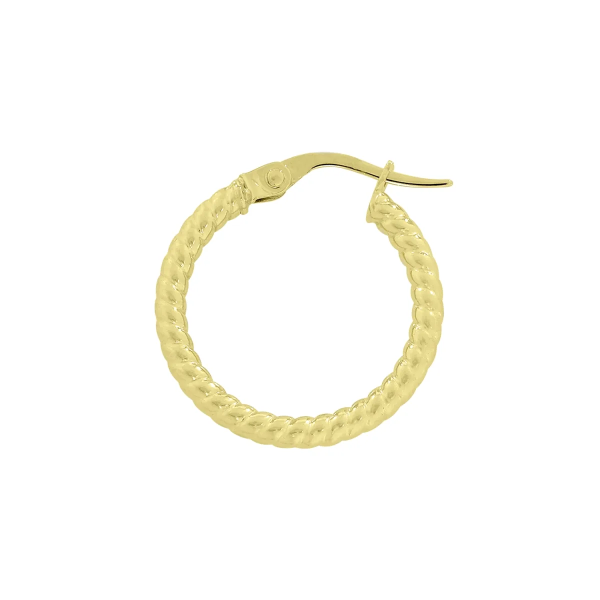 Candongas en oro amarillo de 18 Kilates, Entorchada, 2 mm. de ancho