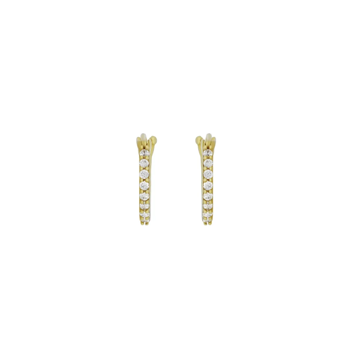 Candongas en oro amarillo de 18 Kilates, Plana, con zircones, 1 mm. de ancho