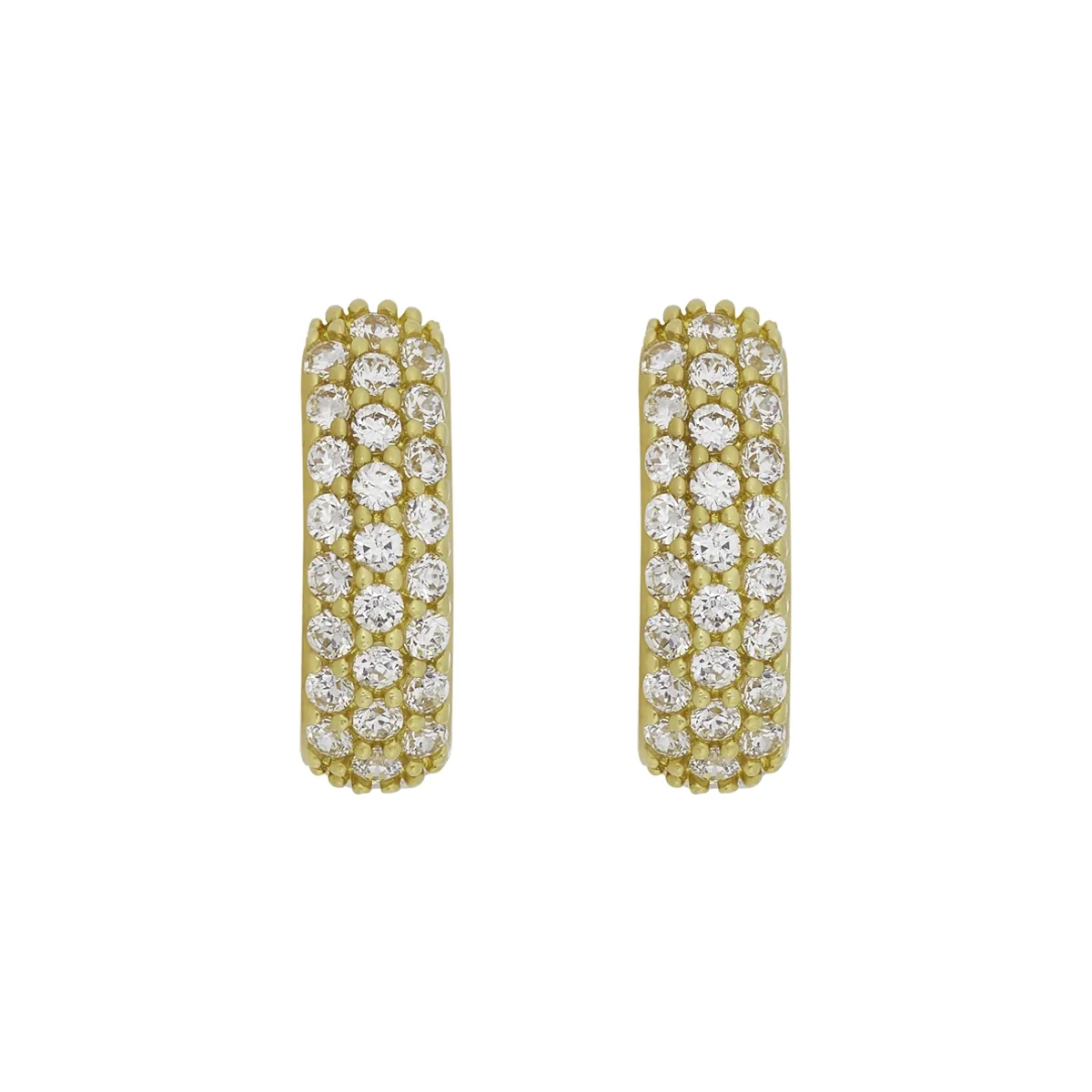 Candongas en oro amarillo de 18 Kilates, 1/2 caña, con zircones, 3.50 mm. de ancho