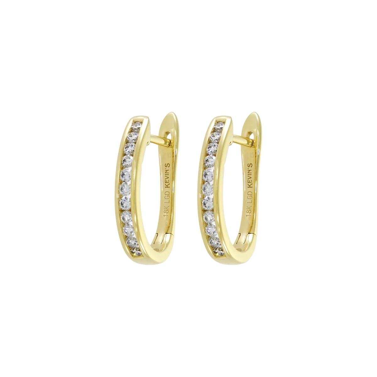 Candongas óvalo, con diamante de laboratorio con un peso total de 0.25Ct, oro tono amarillo 18k