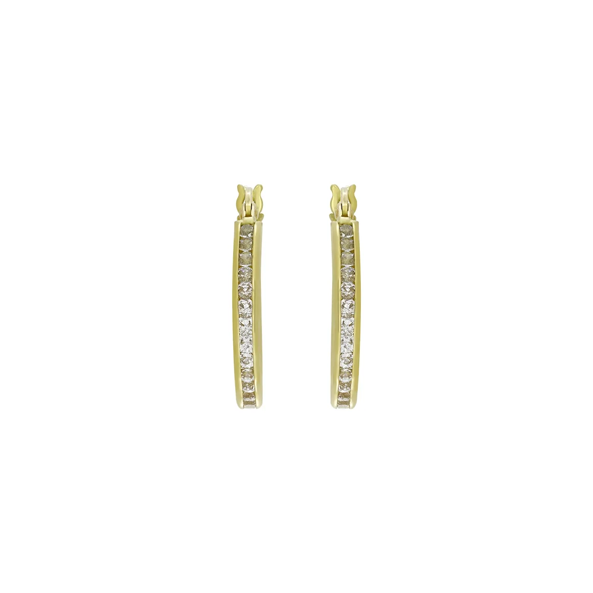 Candongas en oro amarillo de 18 Kilates, con zircones, 2 mm. de ancho