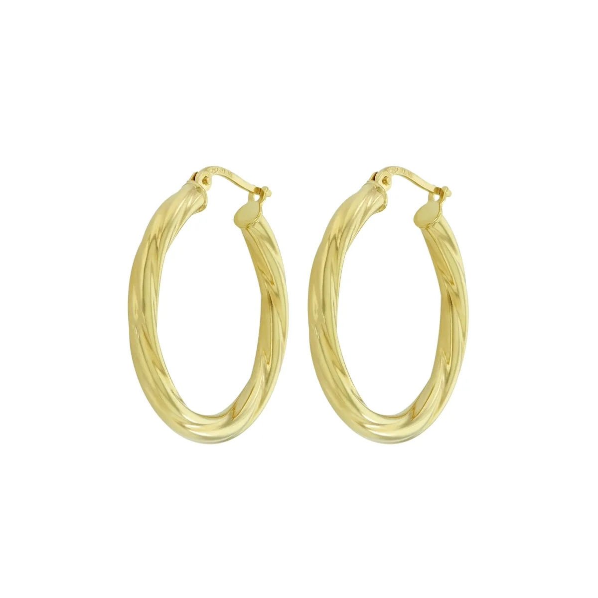 Candongas en oro amarillo de 18 Kilates, Melcocha, 3 mm. de ancho