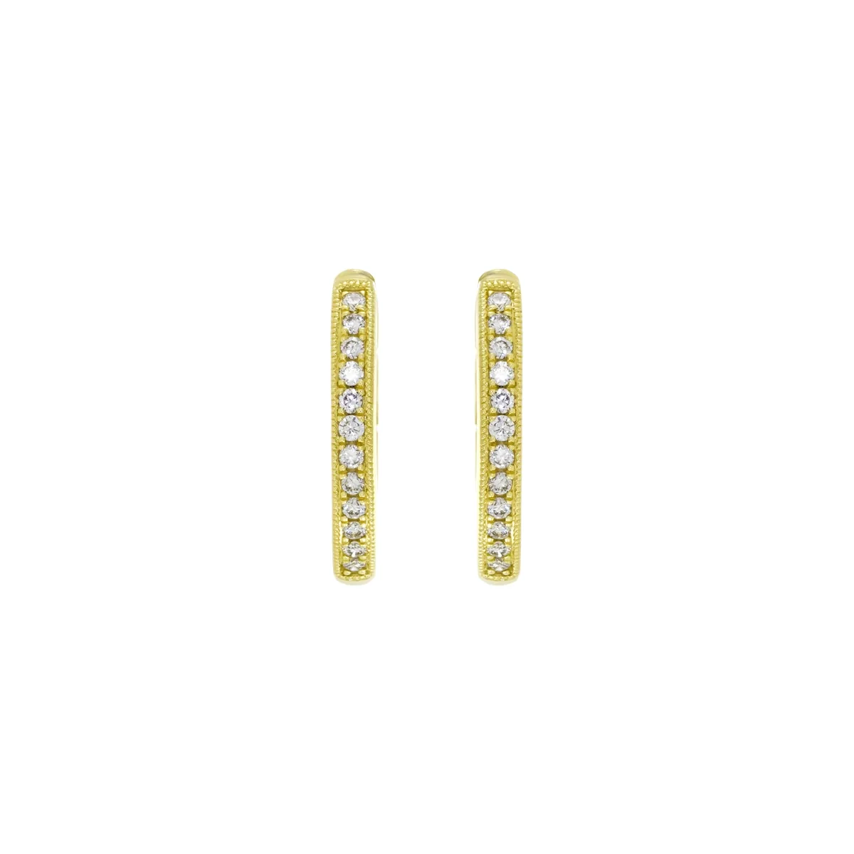 Candongas con diamante de laboratorio con un peso total de 0.11Ct, oro tono amarillo 18k