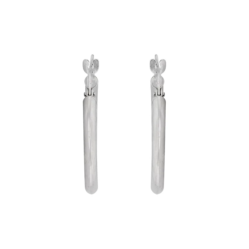 Candongas en oro blanco de 18 Kilates, Tubo, 2 mm. de ancho