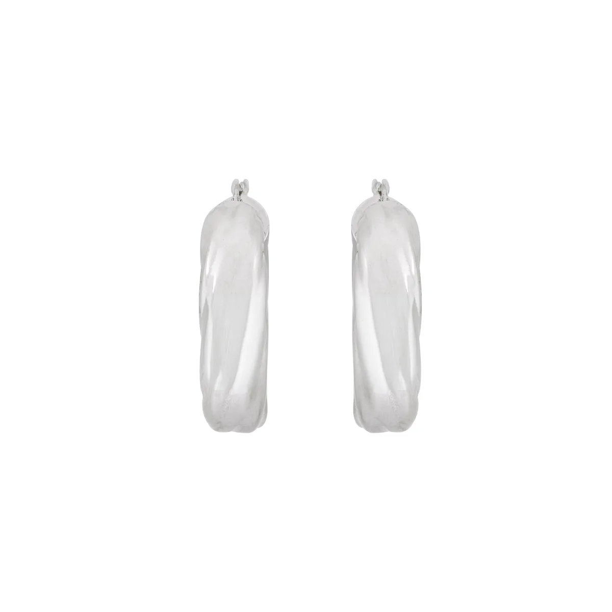 Candongas en oro blanco de 18 Kilates, Semientorchada, 9 mm. de ancho